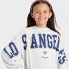 Girls' Disney Minnie Mouse Los Angeles Fleece Crewneck Graphic Sweatshirt - Gray - 2 of 4