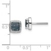 Black Bow Jewelry Blue & White Diamond 8mm Square Screw Back Earrings in Sterling Silver - 4 of 4