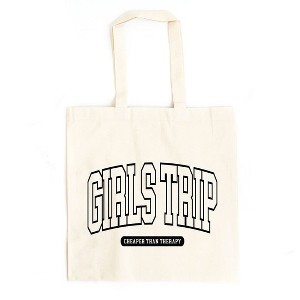 City Creek Prints Girls Trip Varsity Canvas Tote Bag - 15x16 - Natural - 1 of 2