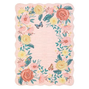 Washable Modern Floral Print Summer Spring Area Rugs, Soft Non Slip Botanical Floor Carpet for Home Office - 1 of 4