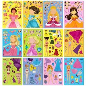 Wrapables Make a Face Stickers, Make Your Own Animal, Food, Dress-Up Stickers, DIY Craft Activities, Party Favors (24 Sheets), Princesses and Girls - 1 of 4
