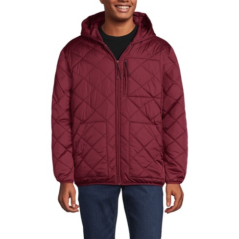 Lands End Men s Featherfree Insulated Diamond Quilted Hoodie Jacket Large Carnelian Target