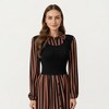 Anna-Kaci Women's Long Sleeve Striped Button-Front Midi Dress with Knit Vest Overlay and Collared Neckline - 4 of 4