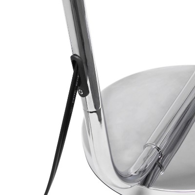 Sleek Chrome Arc Floor Lamp with Clear Glass Shade
