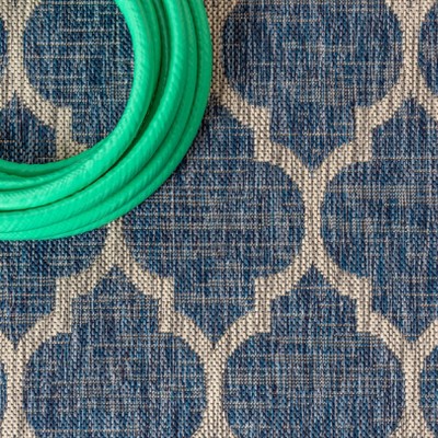 Navy/Gray Moroccan Trellis 9' x 12' Reversible Indoor/Outdoor Rug