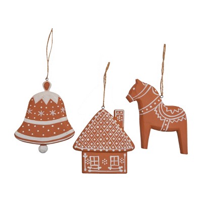 Gallerie II Handmade Gingerbread Holiday Christmas Xmas Ornament Wood A/3