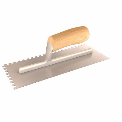Bon Tool 14-320 Notched Trowel - 1/4-inchSquareuare - Wood Handle