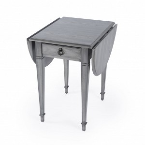 HomeRoots 28" Grey Manufactured Wood Oval End Table With Drawer - 1 of 4