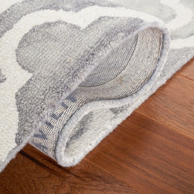 Grey and Ivory Hand-Tufted Wool Square Area Rug