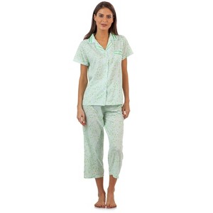 Casual Nights Women's Short Sleeve Floral Capri Pajama Set - 1 of 4