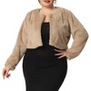 Agnes Orinda Women's Plus Size Winter Warm Collarless Faux Fur Fuzzy Cropped Shrugs - 2 of 4
