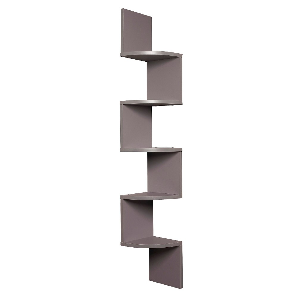 Photos - Kids Furniture Danya B. 48.5" x 7.7" Zigzag Corner Shelf Gray: Modern Laminated MDF Float