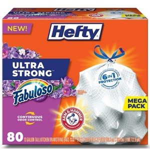 Hefty - Ultra Strong - Fabuloso Scent Tall Kitchen Bags - Drawstring 80 pk 0.9 mil 13 gal - Case of 3 - 1 of 1