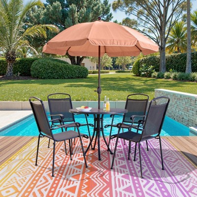 Lahome Waterproof Outdoor Reversible Boho Plastic Straw Mat for Patio,Balcony,Deck