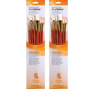 Princeton RealValue Brush Set, White Taklon Bristles, Long Handle Mixed Media Paintbrush, Orange, 6 Per Set, 2 Sets - 1 of 3