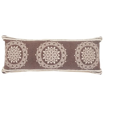 20" X 20" Brown And White 100% Cotton Striped Zippered Pillow