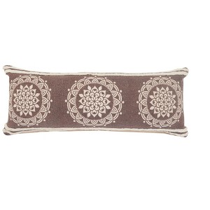 20" X 20" Brown And White 100% Cotton Striped Zippered Pillow - 1 of 4
