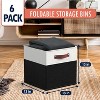 Ornavo Home 6 Pack Linen Fabric Storage Cube Bin with Faux Leather Handles - 2 of 4