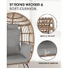 Patio Egg Chair Outdoor with Ottoman - Wicker Egg Chair Oversized Patio Lounge Chairs with Cushions, Metal Frame Stand, for Balcony, Patio Gery - 3 of 4