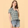 INSPIRE CHIC Women's Classic Short Sleeve Button Down Plaid Shirt - 2 of 4