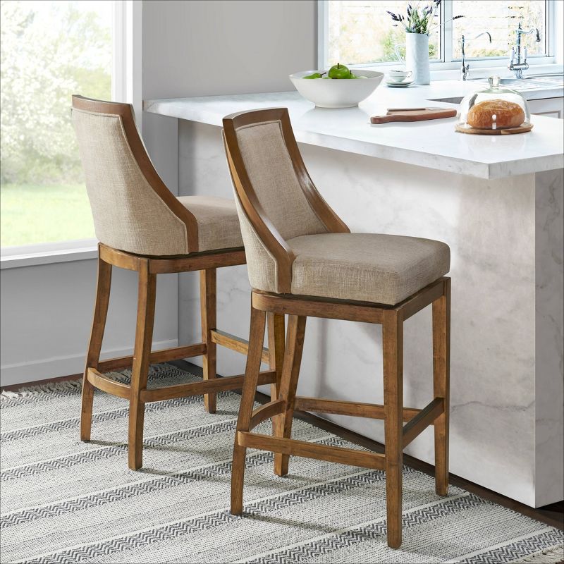 Set of 2 Ellie Bar Height Stools with Back - Alaterre Furniture, 2 of 10