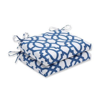 Outdoor/Indoor Nunu Geo Ink Blue Squared Corners Seat Cushion Set of 2 - Pillow Perfect