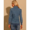 Allegra K Women's Turnover Collar Long Sleeve Button Down Classic Western Denim Shirts - 4 of 4