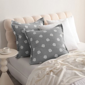2 Pack Triple-Layer Cotton Pillow Shams, Breathable Thermal Yarn-Dyed Pillowcases, 26x26 Inches - NTBAY - 1 of 4