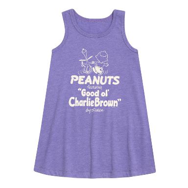 charlie brown purple dress Girls' Peanuts Good ol' Charlie Brown Graphic Sleeveless Aline Dress -  Purple