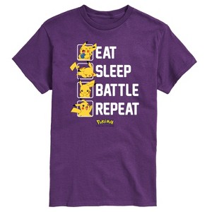 Men's - Pokémon - Eat Sleep Battle Repeat Short Sleeve Graphic T-Shirt - 1 of 4