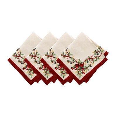 Villeroy & Boch Winter Bows & Garland Napkins, Set of 4 - Multicolor - 17x17 - Elrene Home Fashions
