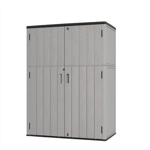 Waterproof Resin Outdoor Storage Shed with Lockable Doors & Integrated Floor, 57 Cubic Feet Capacity for Garden, Pool, and Garage Organization - Grey - 1 of 4