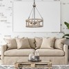 LNC Quaint 3-Light 15.5" Farmhouse Drum Small Chandelier, Brushed Black and Distressed Grayish White Wood - 4 of 4