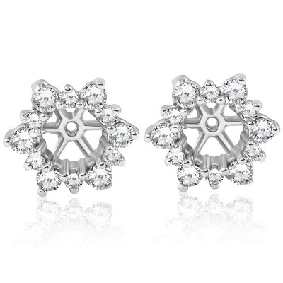 Pompeii3 7/8ct Diamond Earring Studs Jackets 14K White Gold (5.5-6mm)