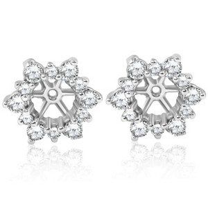 Pompeii3 7/8ct Diamond Earring Studs Jackets 14K White Gold (5.5-6mm) - 1 of 4