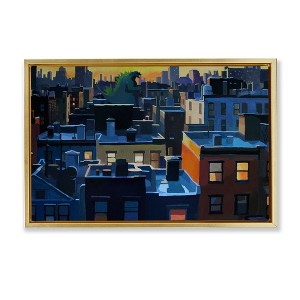 Stupell Industries Cityscape with Distant Monster Floating Frame Canvas Art - 1 of 4