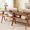 Syemin End Tables Narrow Walnut Side Table, 2-Tier Small Farmhouse End Table, Slim Accent Table with Storage Shelf, Brown, 25.2"*11.81"*26.38" - 4 of 4
