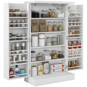 FONTOI 41" Kitchen Pantry Storage Cabinet, Freestanding Cabinet with 12 Shelves, 5-tier Shelving&Adjustable Shelves, Painted White, 11.8"*41"*23.5" - 1 of 4