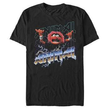 Men's The Muppets Animal Metal  T-Shirt - Black - 5X Large