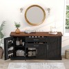 Bella Depot 63" Farmhouse Barn Door Storage Cabinet with 2 Drawers & Door Rack, Large Buffet Table Coffee Bar Cabinets with Adjustable Shelves - 2 of 4
