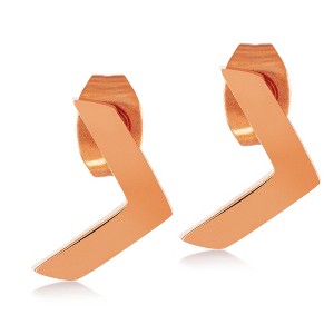 ELYA Women's Polished Chevron Shaped Stud Stainless Steel Earrings - 1 of 4
