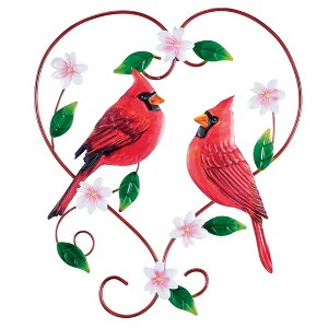 Collections Etc Hand-Painted Cardinal Heart Metal Wall Art Green - 1 of 2