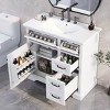 36" Bathroom Vanity With Sink, Bathroom Cabinets Modern With 3 Drawers, Door Organizer, 2 Tip-Out Drawers, And Slide Rail Drawers-Cuddlewood - 2 of 4