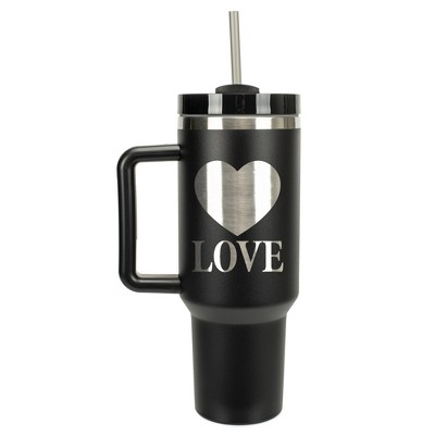 100 North Love Heart Thinking of You Always Wrap-Around 40 Oz. Stainless Steel Water Bottle Coffee Mug, Spill & Leak Resistant, Travel Tumbler with