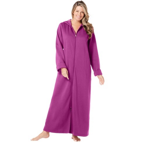 Dreams & Co. Women's Plus Size Long Hooded Fleece Sweatshirt Robe - 2X,  Purple