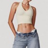 Anna-Kaci Active Women's Seamless Ribbed Knit Halter Crop Top with V-Neckline and Built-In Support - 4 of 4