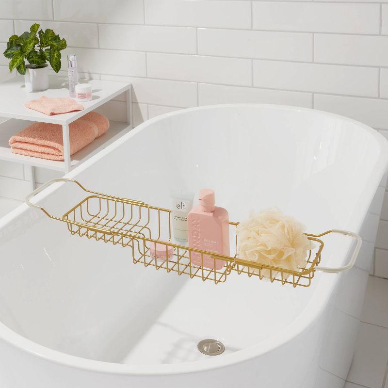Metal Bathtub Tray with Expandable Arms Brass - Room Essentials&#8482;, 3 of 7