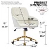 Lyngins Adjustable Ergonomic Swivel Home Office Chair with Golden Metal Base and Wheels for Work Study Vanity - 3 of 4