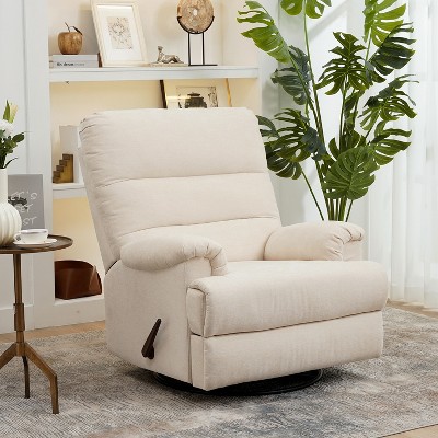 Chenille Swivel Rocking Recliner with Side Pocket