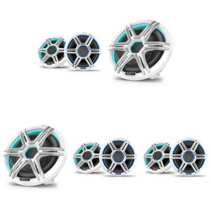 Garmin Fusion 3 Pairs Apollo AP-FL77SPW 7.7" LED Marine Speakers Sport Grills, White, Pair with 2 Garmin Fusion Apollo AP-SL10SPW 10" LED Marine Su... - 1 of 4